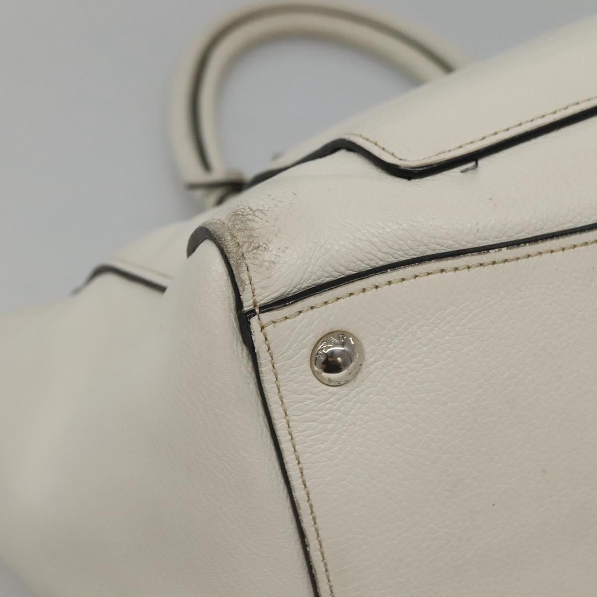 Prada Front Pocket Wing Convertible Tote Vitello Daino White Leather Tote Bag Bag (Pre-Owned)