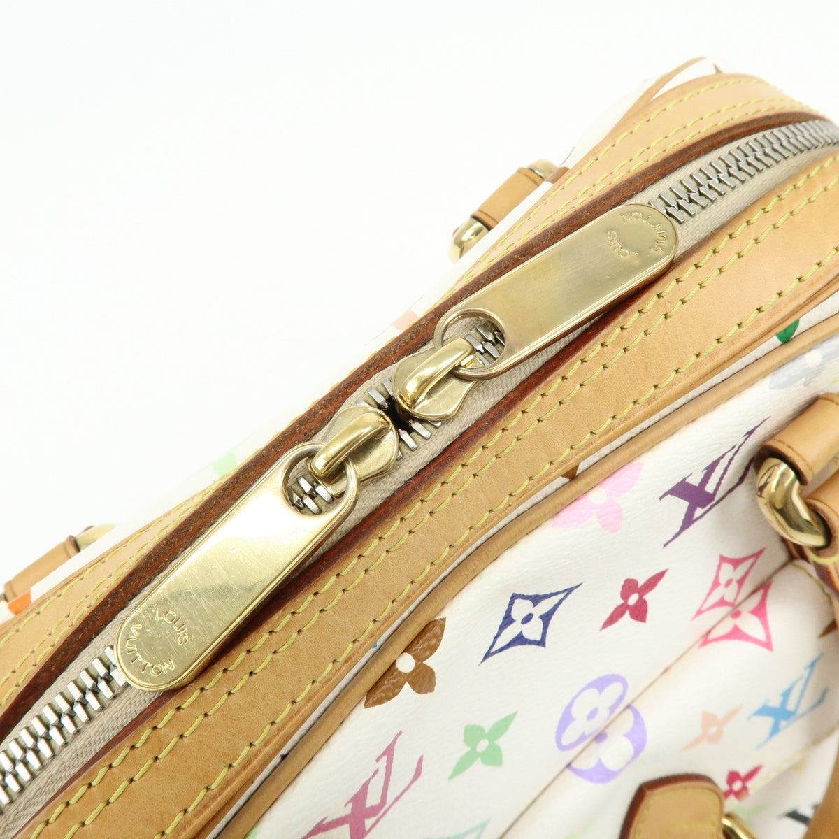 Louis Vuitton Priscilla Monogram Multicolor White Canvas Handbag (Pre-Owned)