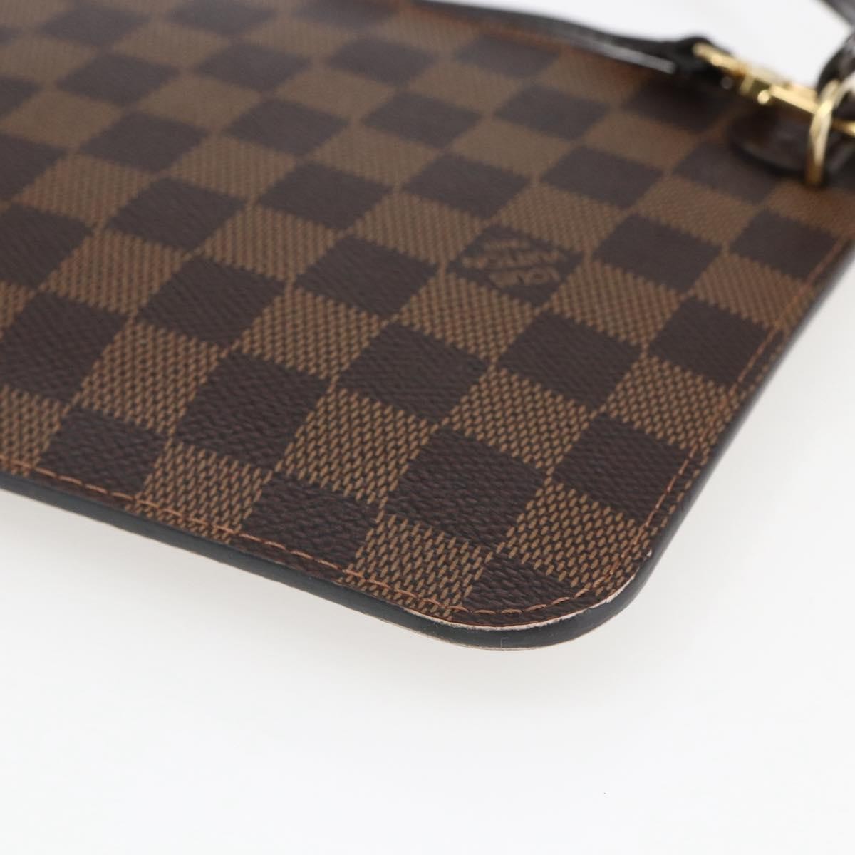 Louis Vuitton Neverfull Pochette Damier Ebene Brown Canvas Clutche & Pouche Bag (Pre-Owned)