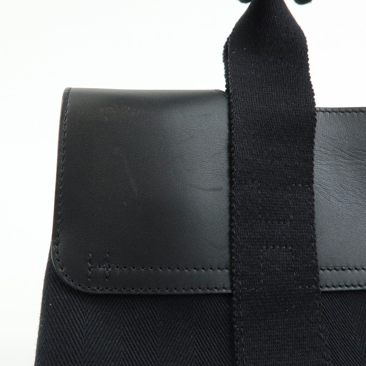 Hermes Valparaiso Toile And Leather Black Canvas Handbag (Pre-Owned)