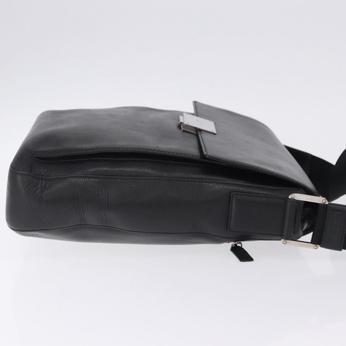 Loewe Shoulder Bag Leather Black Leather Shoulder Bag Bag (Pre-Owned)