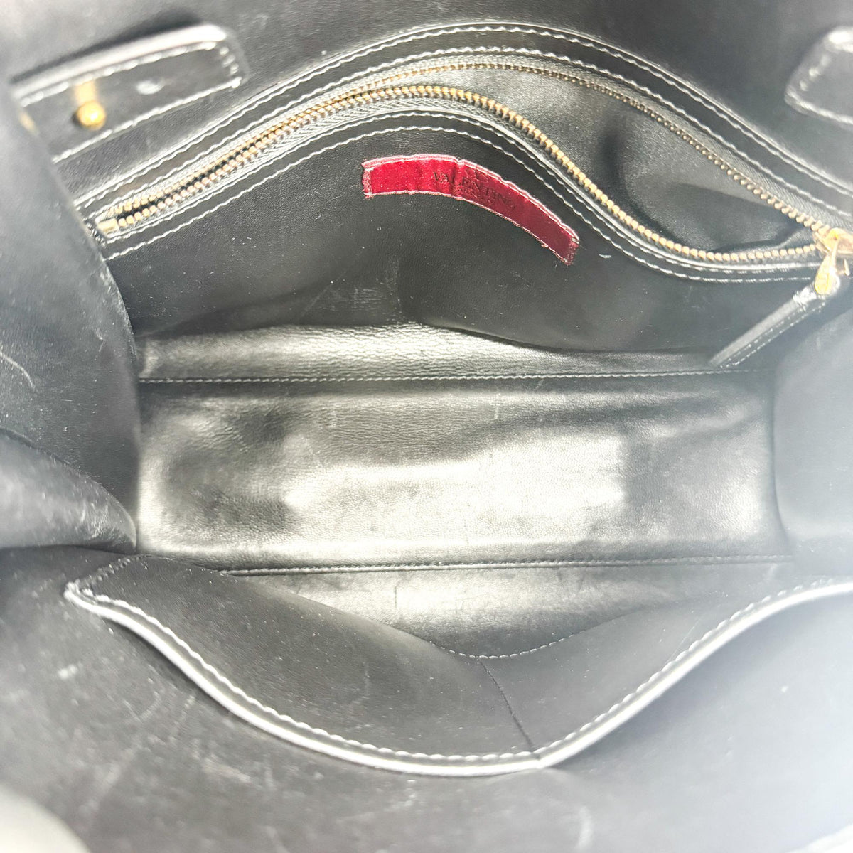 Valentino Garavani My Rockstud Satchel Leather Black Leather Handbag (Pre-Owned)