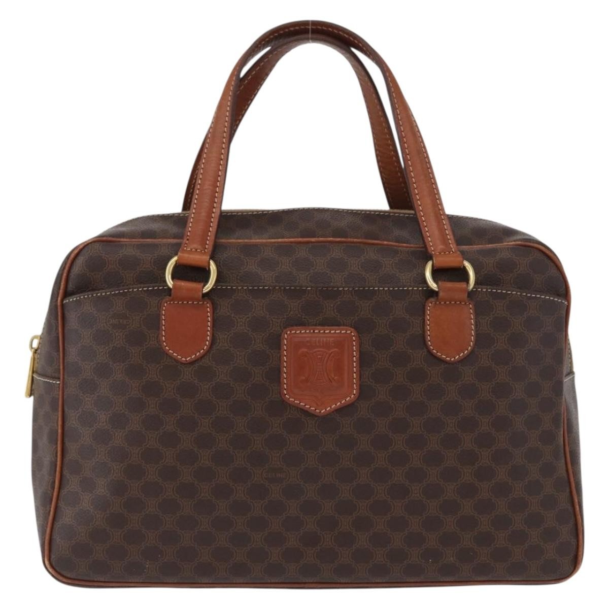 Celine Vintage Macadam Canvas And Leather Brown Canvas Handbag (Pre-Owned)