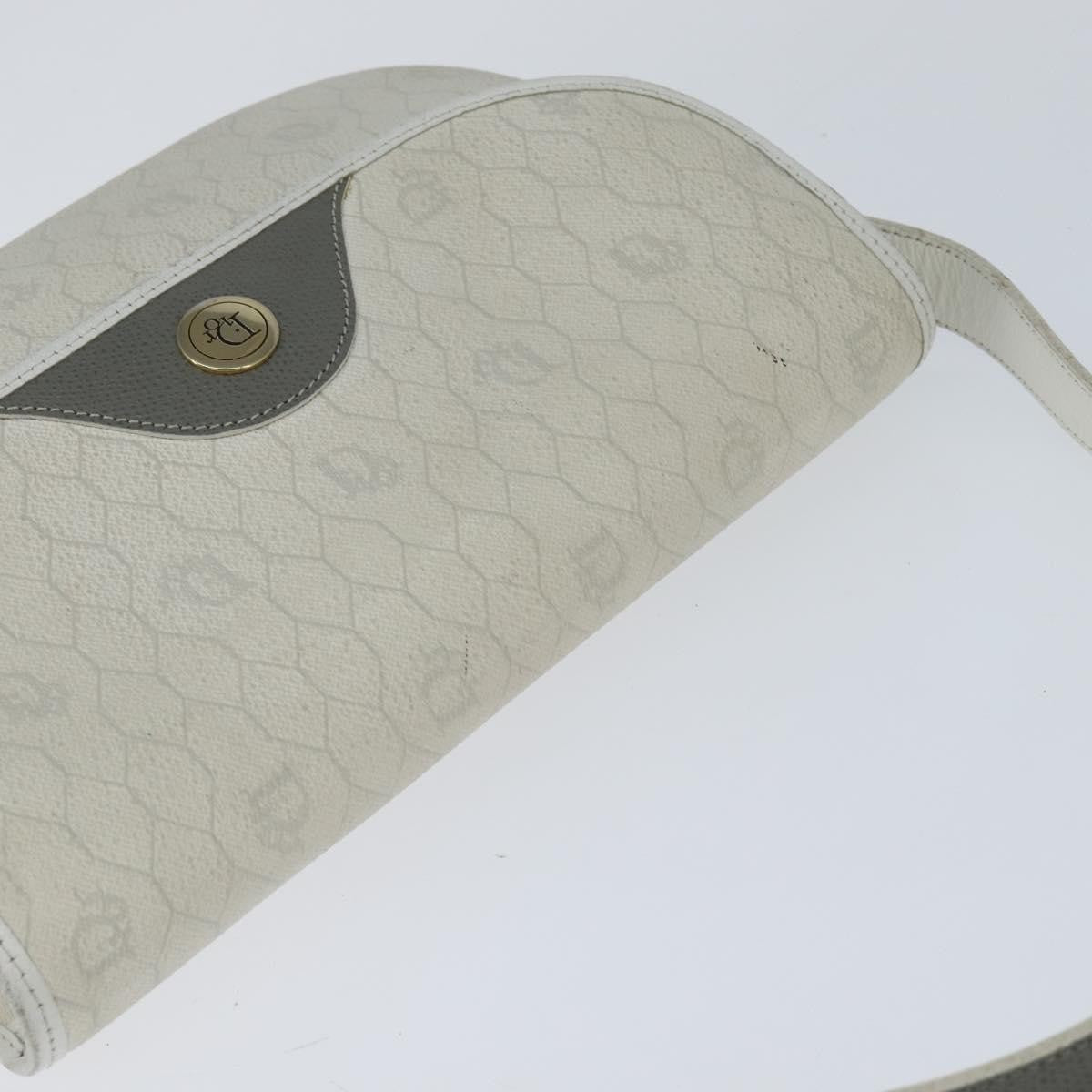 Christian Dior Vintage Honeycomb Flap Coated Canvas White Canvas Wallets Accessory (Pre-Owned)