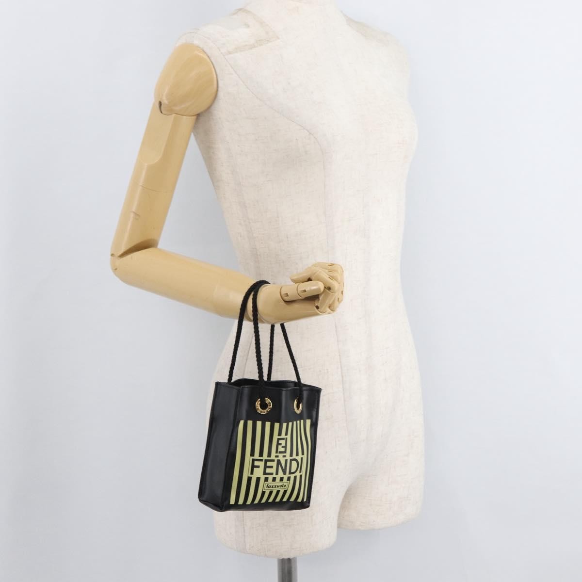Fendi Fazzuolo Leather Black Polyester Tote Bag Bag (Pre-Owned)