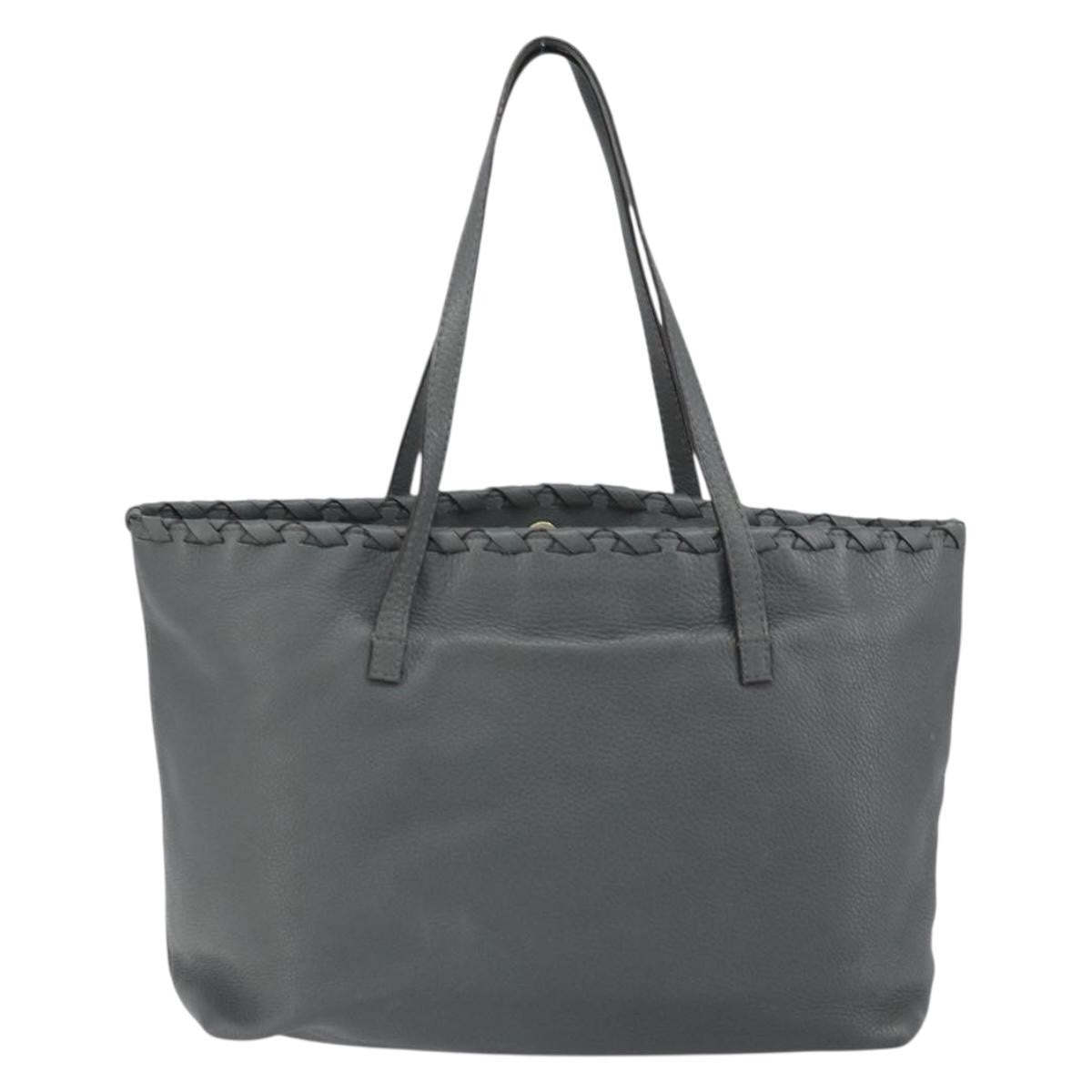 Gucci Bamboo Tassel Tote Leather Gray Leather Tote Bag Bag (Pre-Owned)