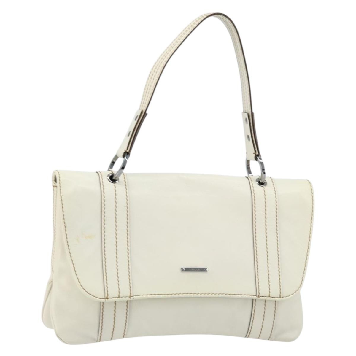 Gucci Vintage Leather White Leather Handbag (Pre-Owned)
