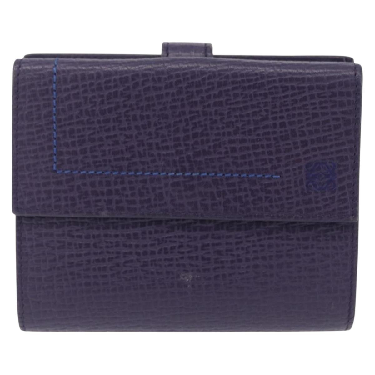 Loewe Anagram Trifold Flap Leather Purple Leather Wallets Accessory (Pre-Owned)