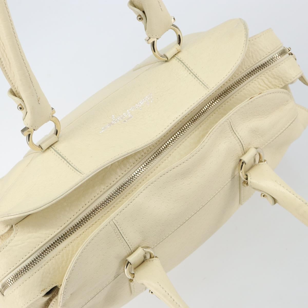 Salvatore Ferragamo Gancini Leather Beige Leather Shoulder Bag Bag (Pre-Owned)