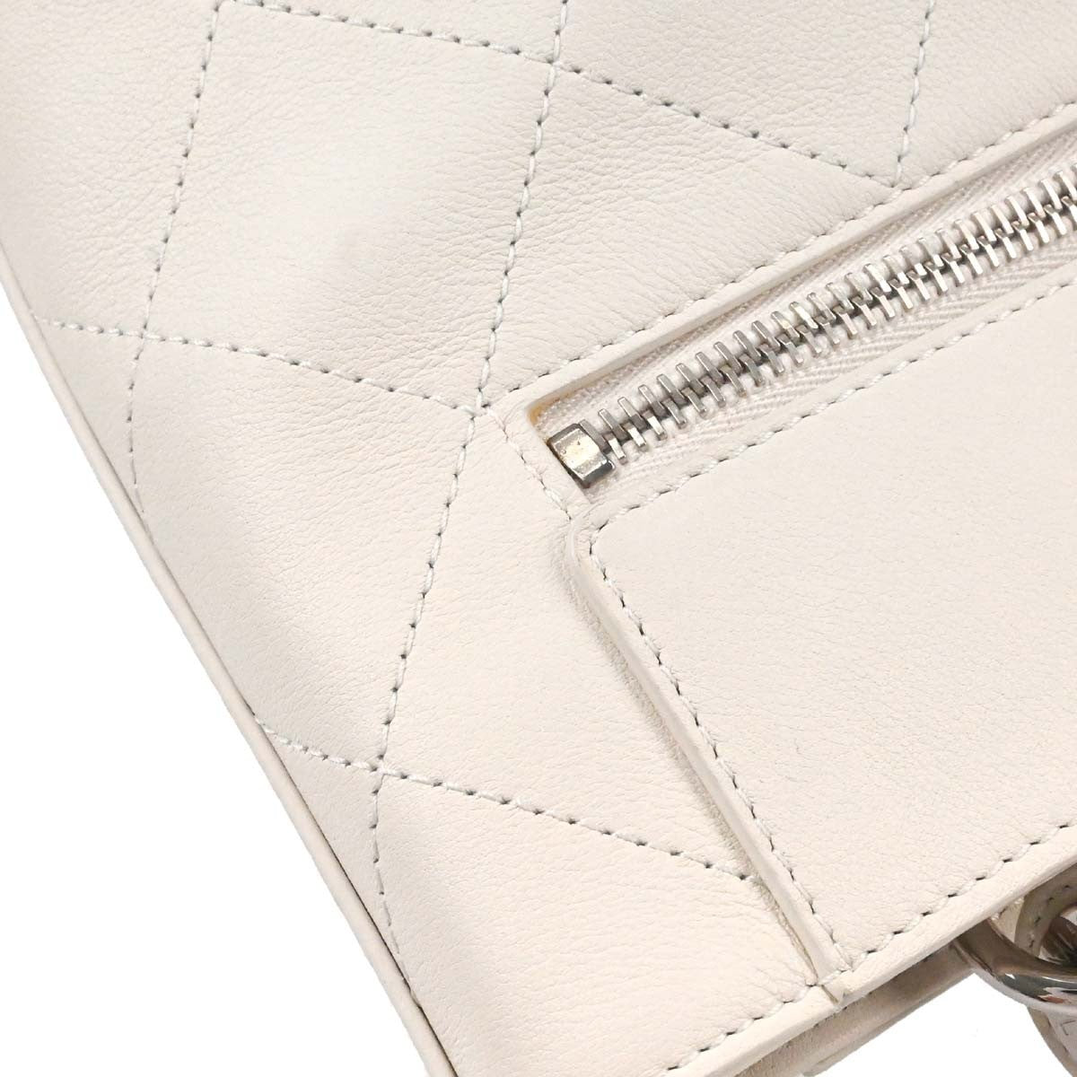 Chanel Cc Top Handle Bucket Stitched Calfskin White Leather Handbag (Pre-Owned)
