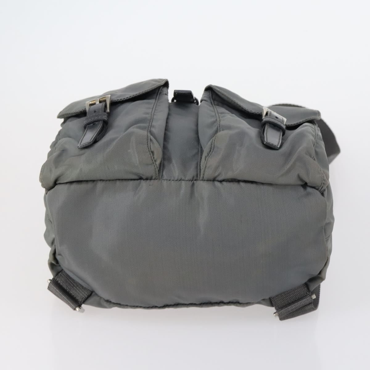 Prada Double Front Pocket Tessuto Gray Nylon Backpack Bag (Pre-Owned)