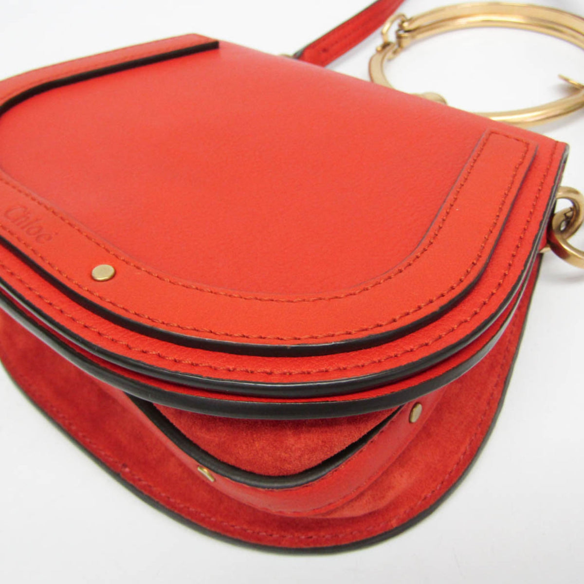 Chloe Nile Leather Orange Leather Shoulder Bag Bag (Pre-Owned)