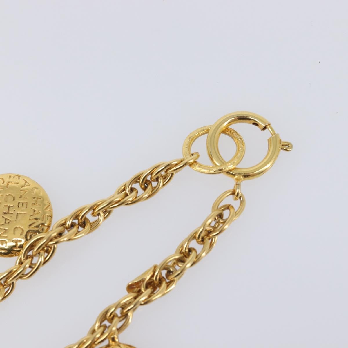 Chanel Vintage Diamond Coco Mademoiselle Long Metal Gold Metal Necklace Jewelry (Pre-Owned)