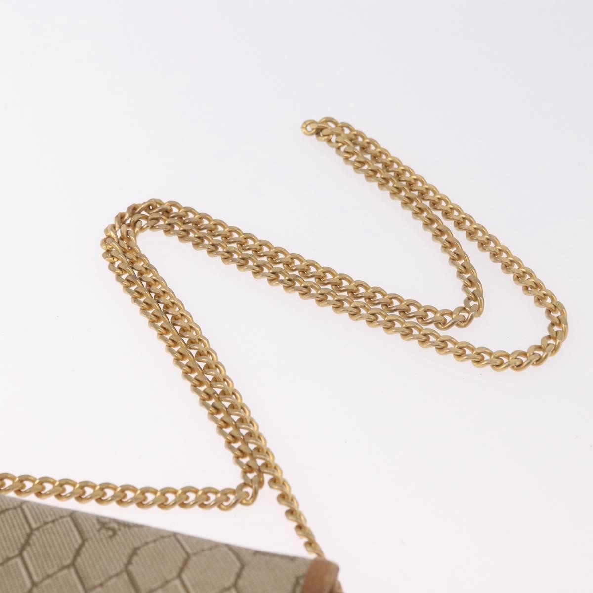 Christian Dior Vintage Honeycomb Chain Canvas Beige Canvas Shoulder Bag Bag (Pre-Owned)
