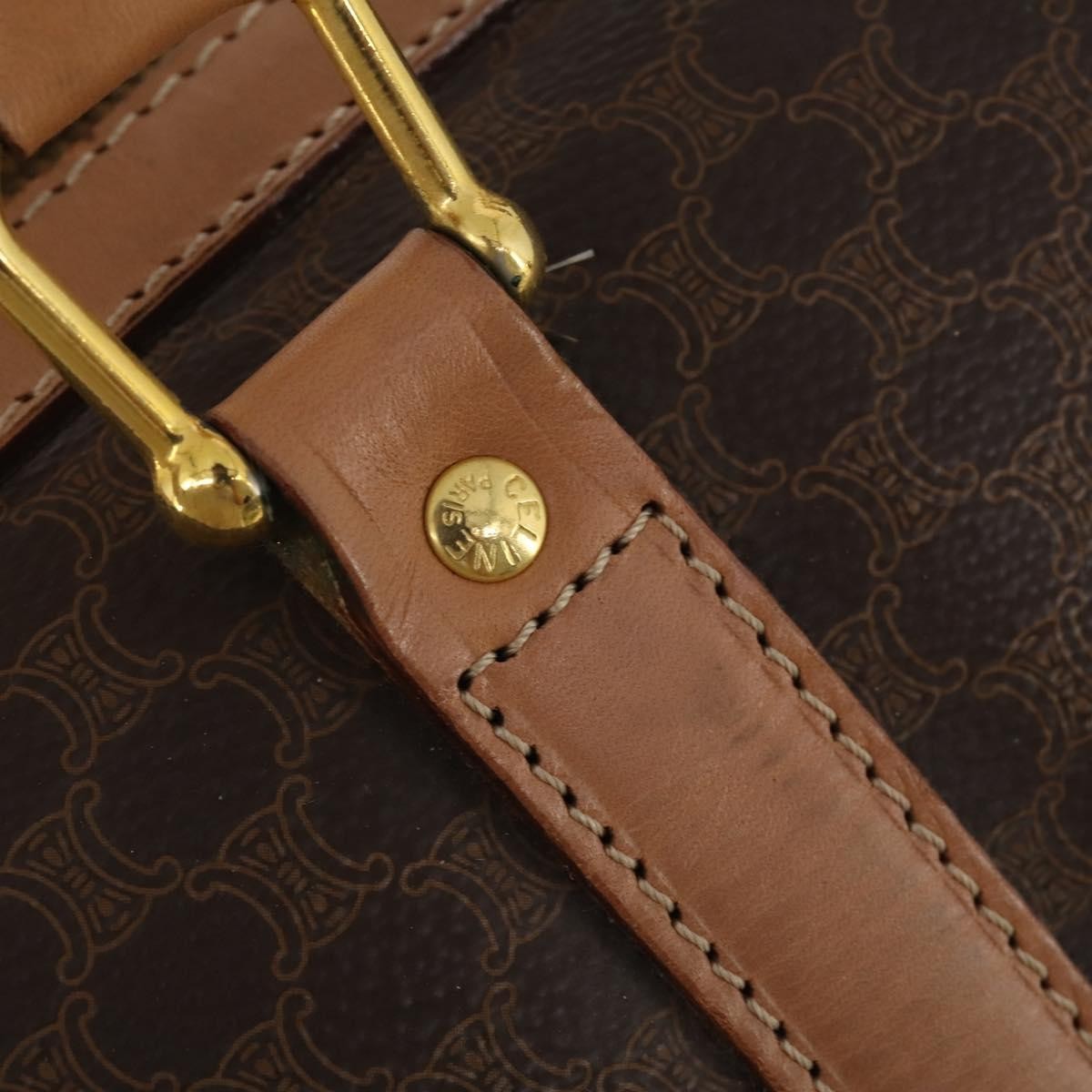Celine Vintage Duffle Canvas And Leather Brown Canvas Travel Bag Bag (Pre-Owned)