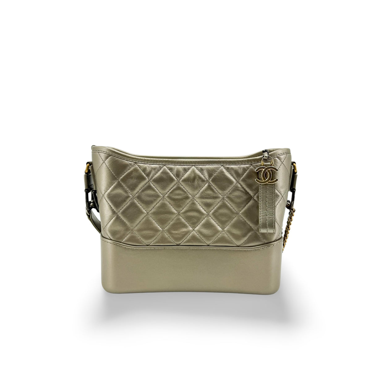 Chanel Gabrielle Quilted Aged Calfskin Gold Leather Backpack Bag (Pre-Owned)