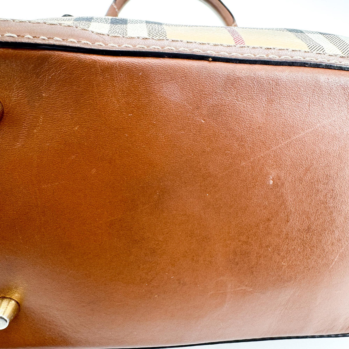 Burberry Orchard Haymarket Coated Canvas Brown Canvas Handbag (Pre-Owned)