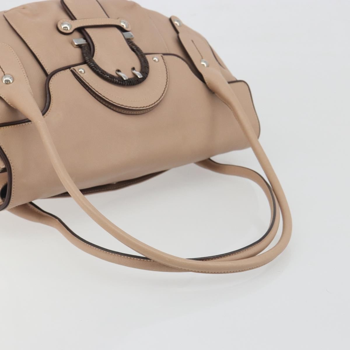 Salvatore Ferragamo Gancini Leather Beige Leather Crossbody Bag Bag (Pre-Owned)