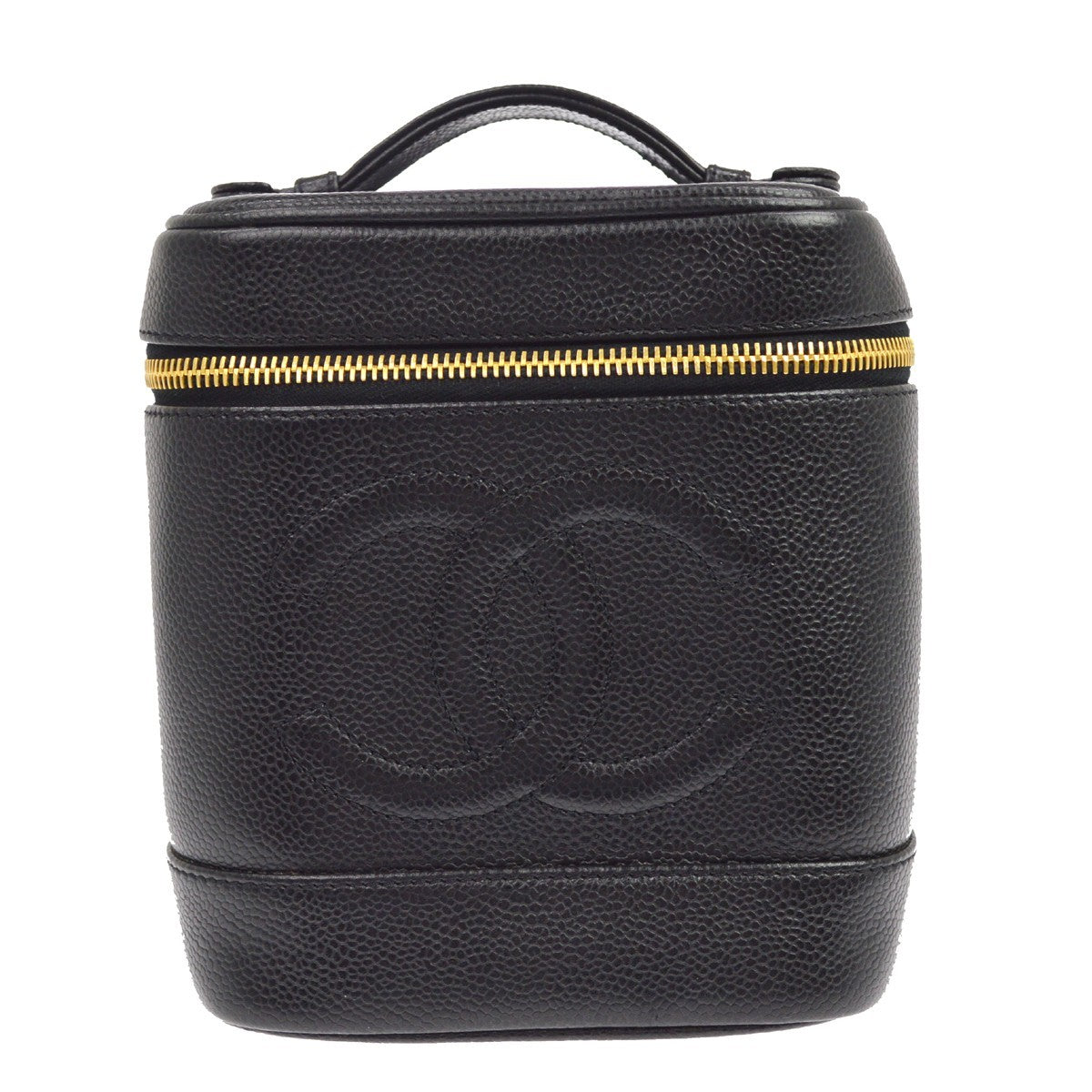 Chanel Vintage Timeless Vanity Case Caviar Black Leather Clutche & Pouche Bag (Pre-Owned)