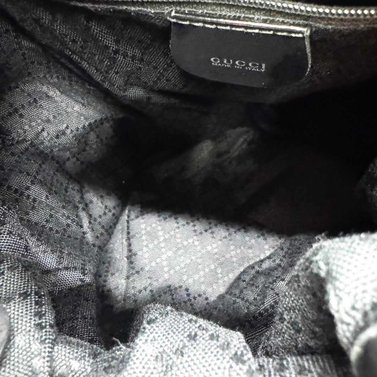 Gucci Vintage Bamboo Drawstring Suede And Leather Black Nylon Backpack Bag (Pre-Owned)