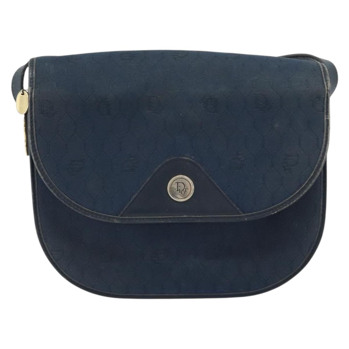 Christian Dior Vintage Honeycomb Canvas Navy Canvas Shoulder Bag Bag (Pre-Owned)