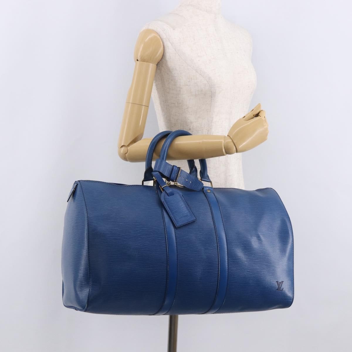 Louis Vuitton Keepall Epi Leather Blue Leather Travel Bag Bag (Pre-Owned)