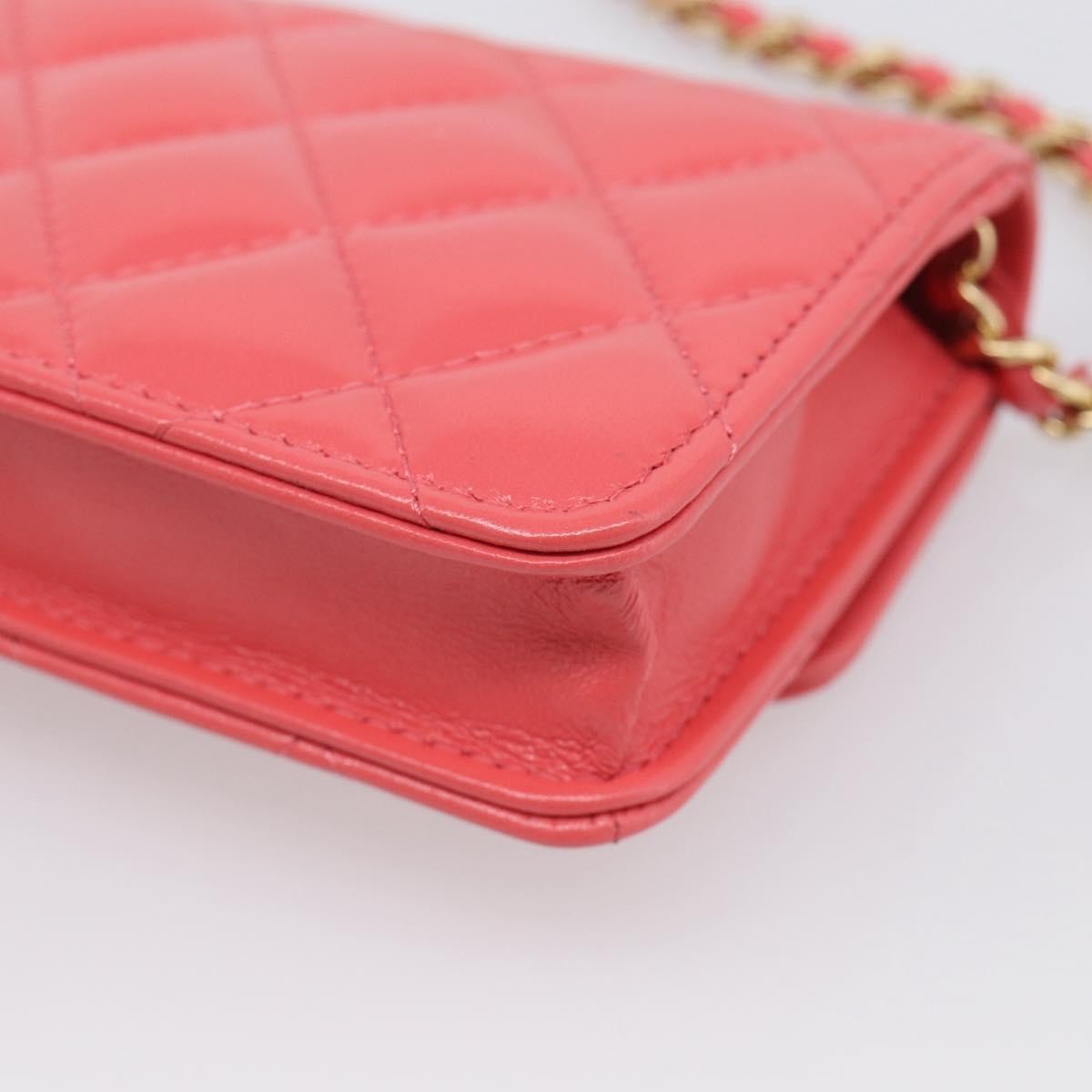Chanel Textured Cc Wallet On Chain Quilted Lambskin Pink Leather Crossbody Bag Bag (Pre-Owned)