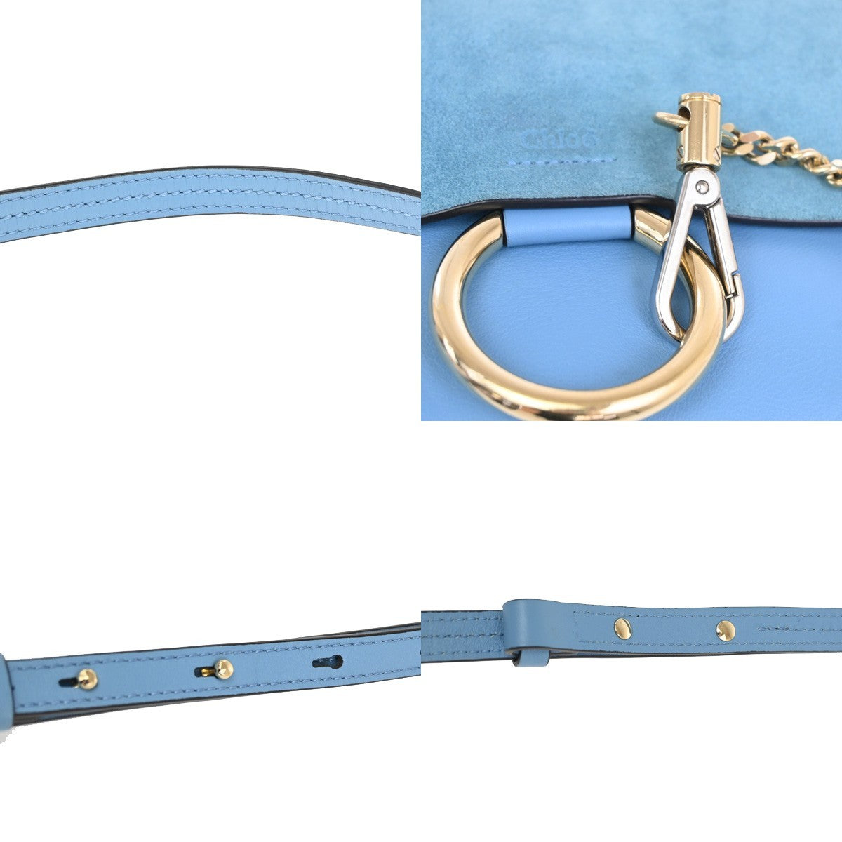 Chloe Faye Leather And Suede Blue Leather Shoulder Bag Bag (Pre-Owned)
