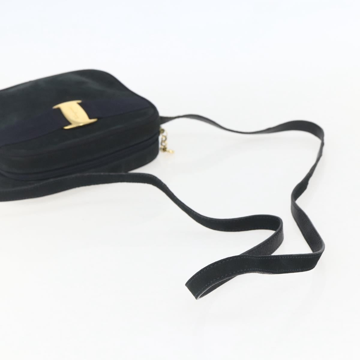 Salvatore Ferragamo Vala Suede Navy Suede Shoulder Bag Bag (Pre-Owned)