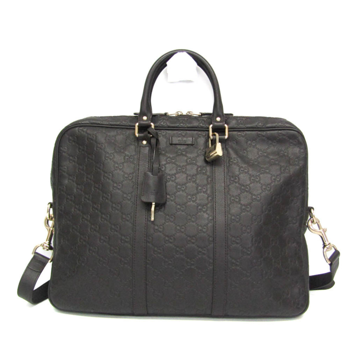 Gucci Gucci Marmont Black Leather Brown Leather Briefcase Bag (Pre-Owned)