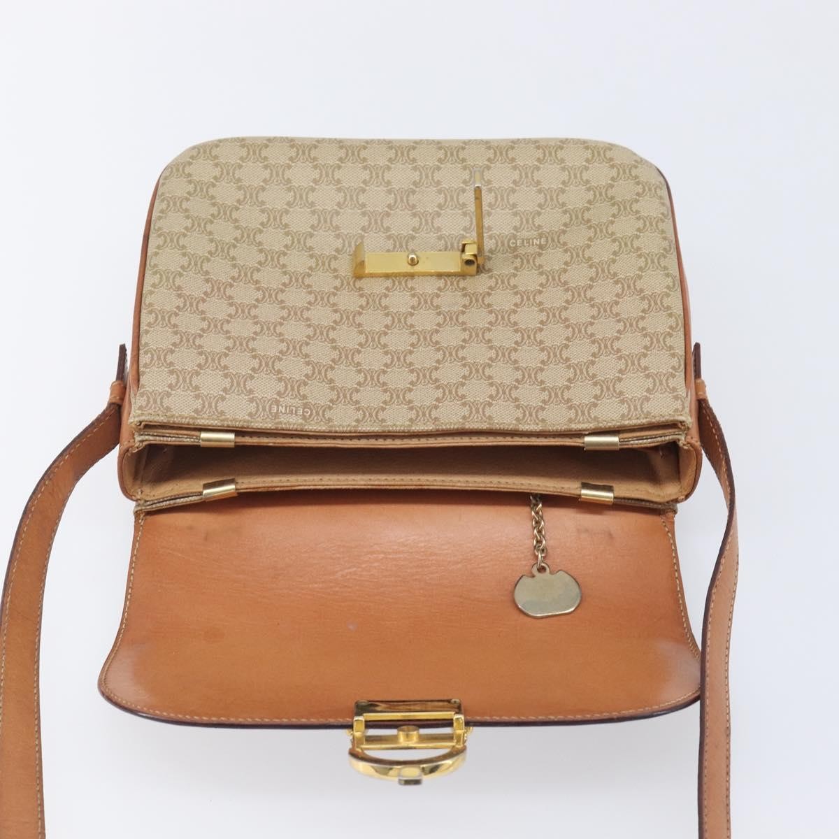 Celine Macadam Shoulder Canvas Beige Canvas Crossbody Bag Bag (Pre-Owned)
