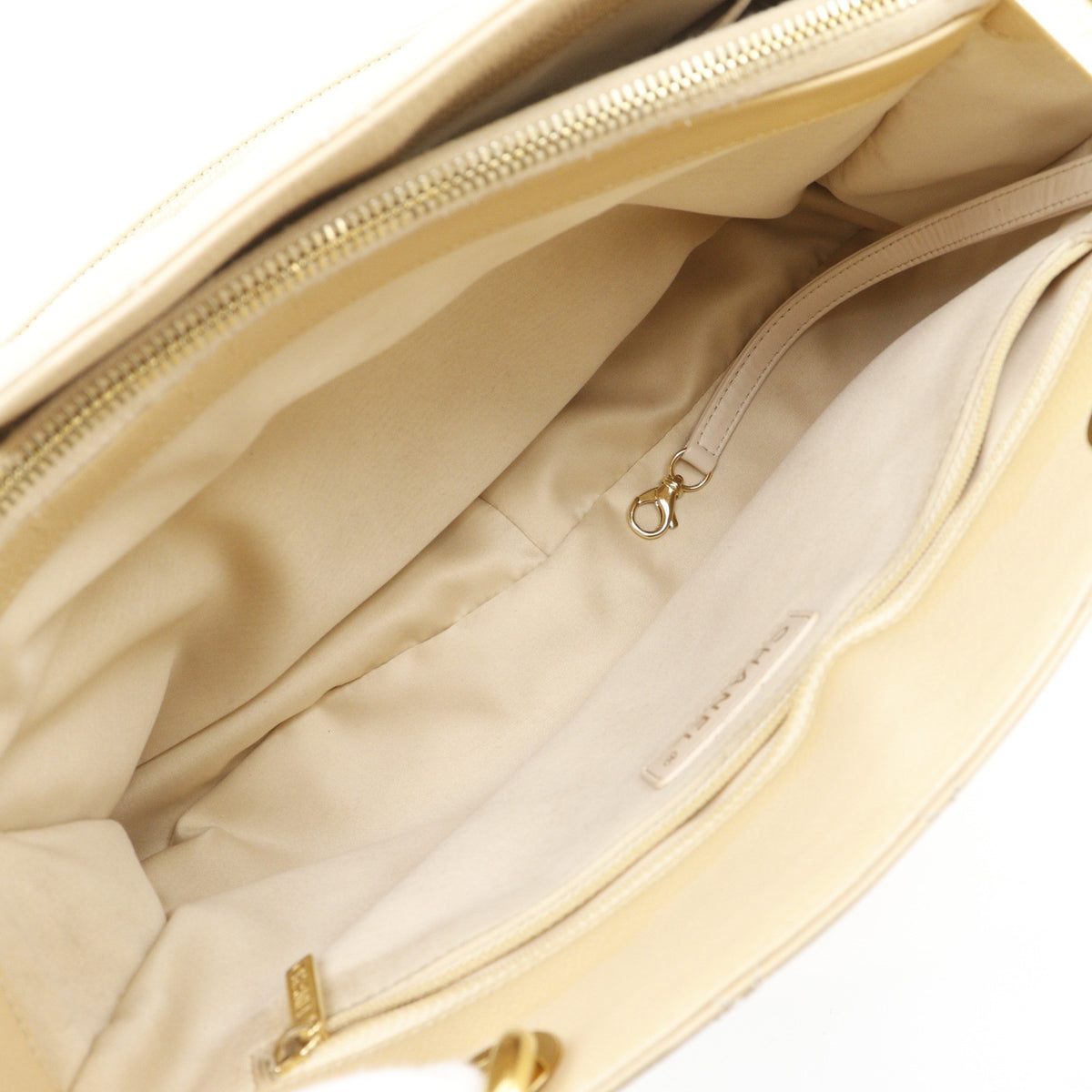 Chanel Grand Shopping Quilted Calfskin Beige Leather Tote Bag Bag (Pre-Owned)