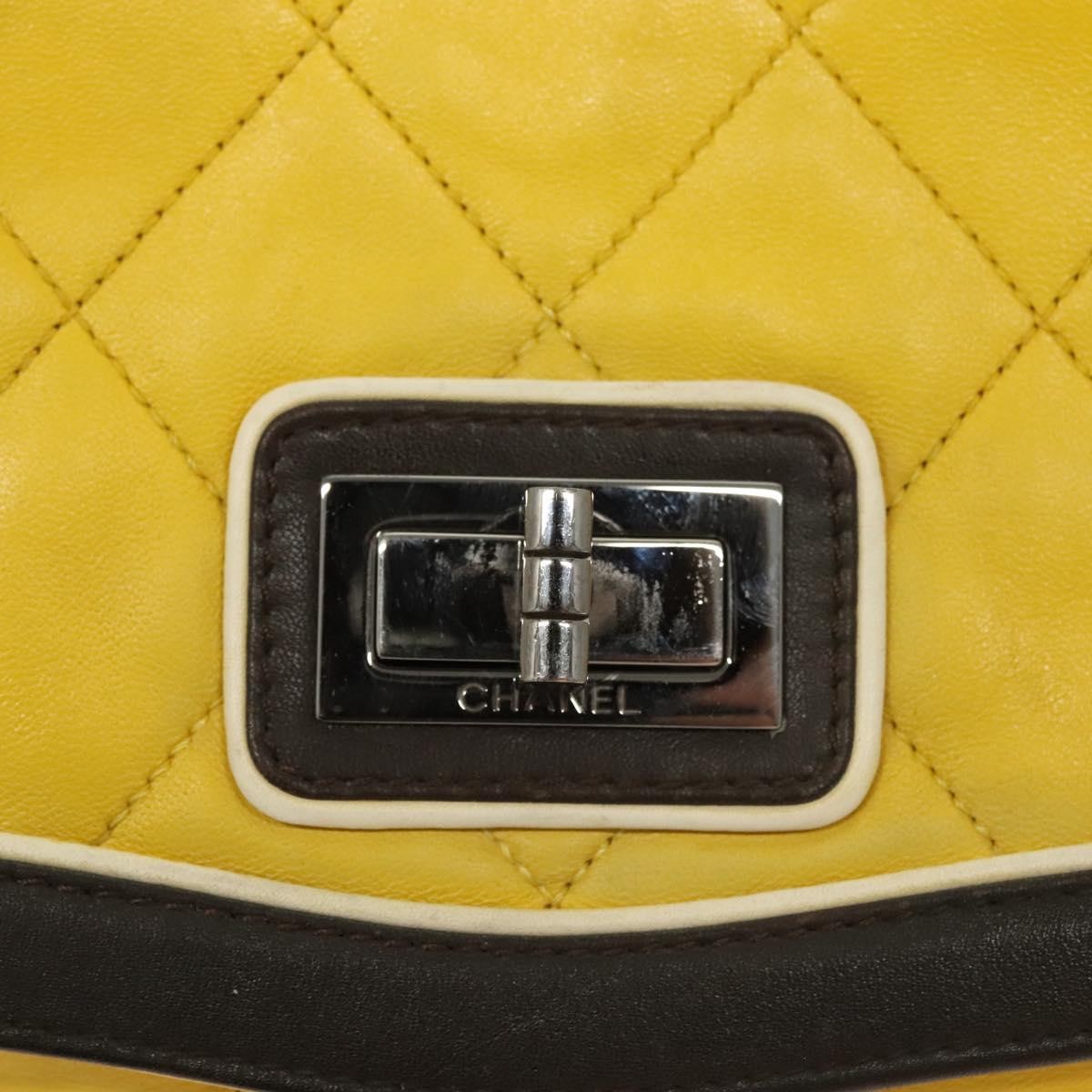 Chanel Two Tone Mademoiselle Lock Flap Quilted Lambskin Yellow Leather Shoulder Bag Bag (Pre-Owned)