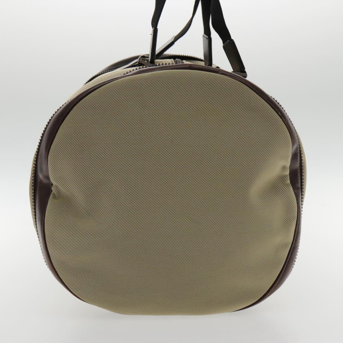 Salvatore Ferragamo Boston Leather Beige Canvas Handbag (Pre-Owned)