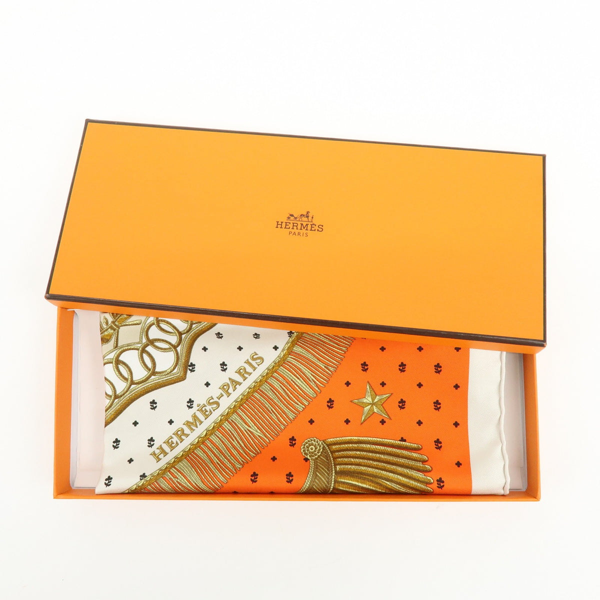 Hermes Carré 42 Silk Orange Silk Scarve & Shawl Accessory (Pre-Owned)