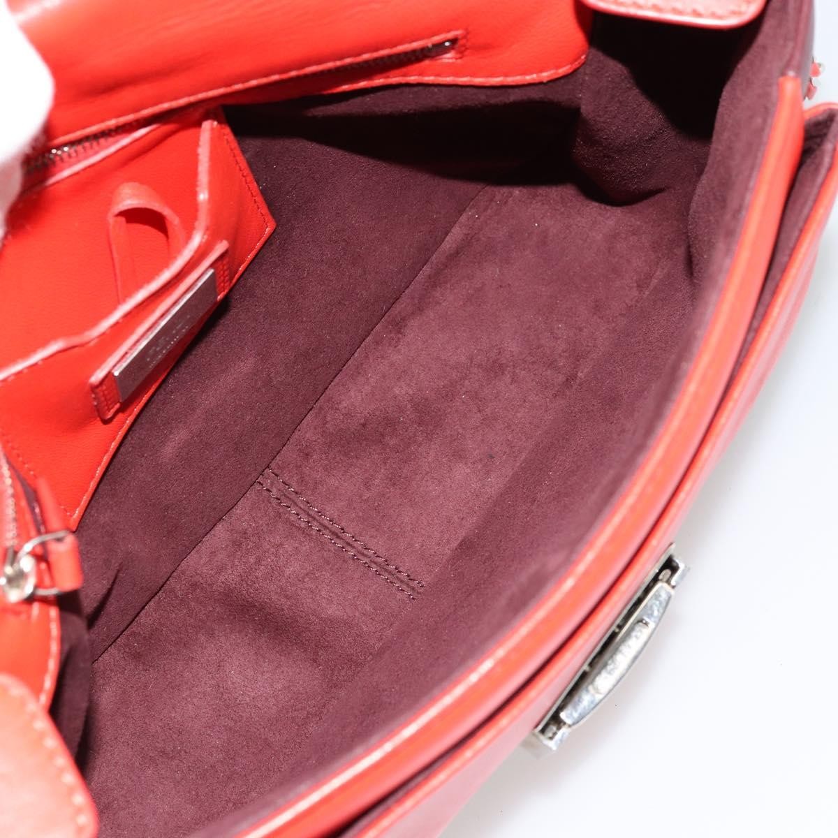 Fendi Be Baguette Flap Leather Red Leather Handbag (Pre-Owned)