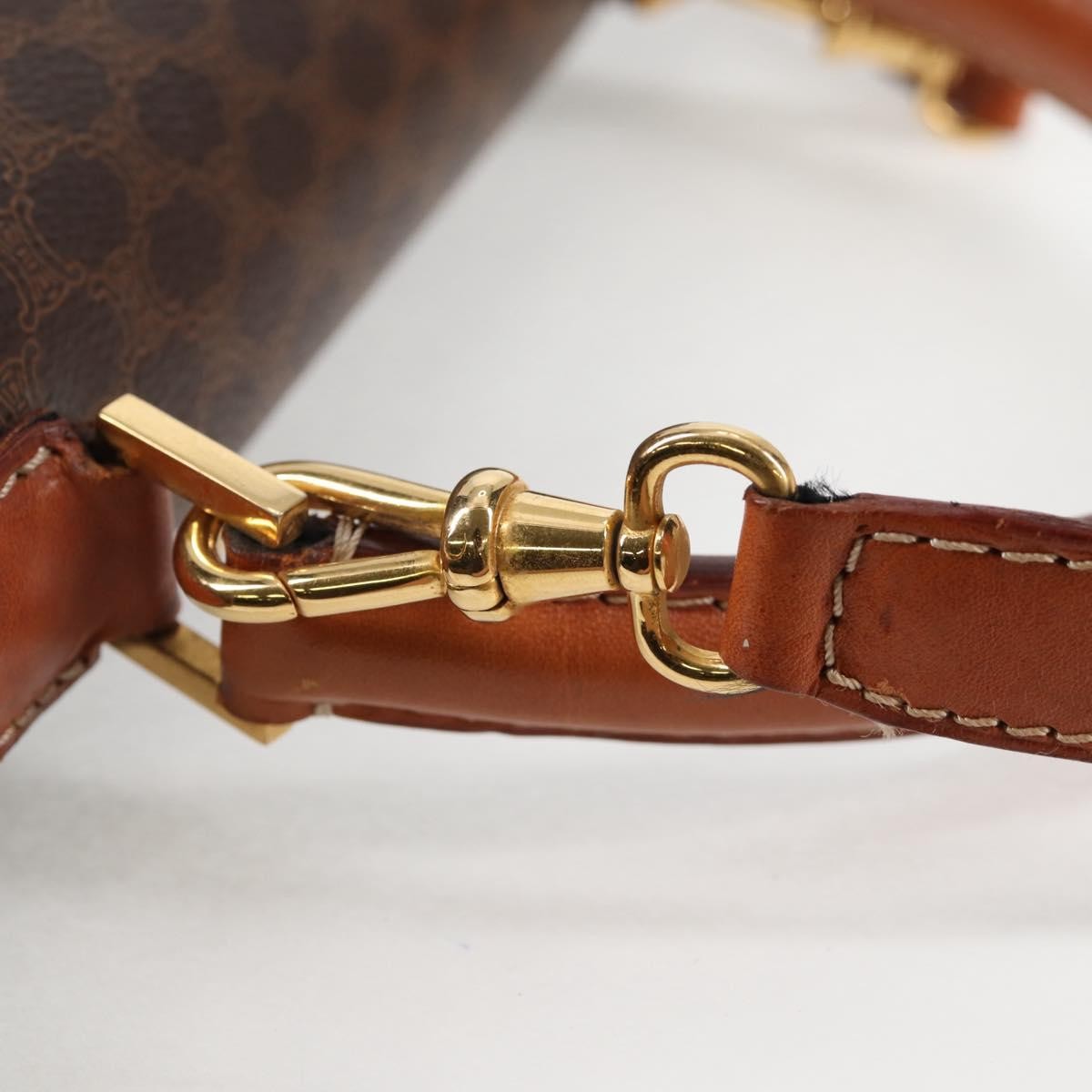 Celine Vintage Convertible Top Handle Macadam Coated Canvas Brown Canvas Handbag (Pre-Owned)