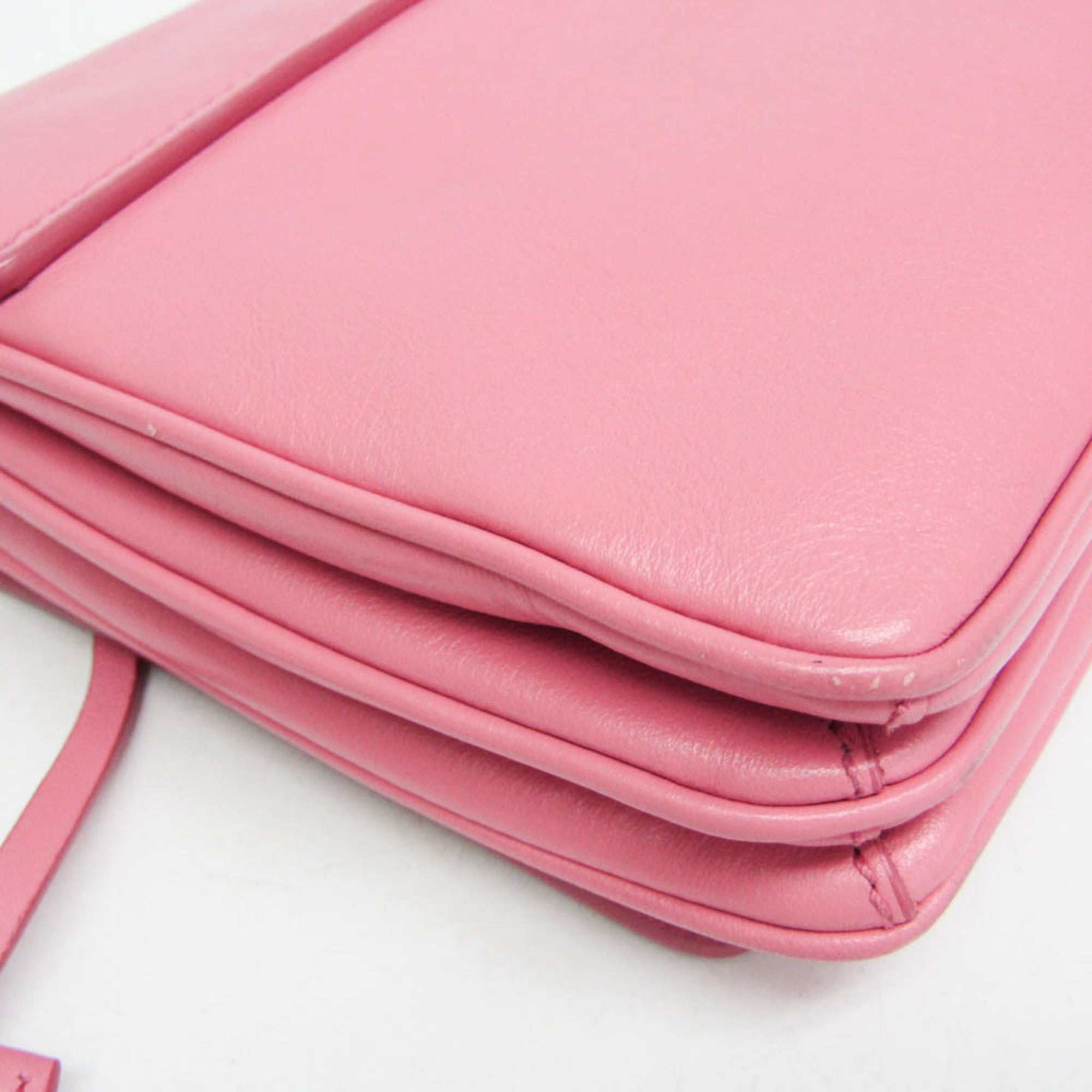 Prada Lux Chain Lock Flap Saffiano Leather Pink Leather Shoulder Bag Bag (Pre-Owned)