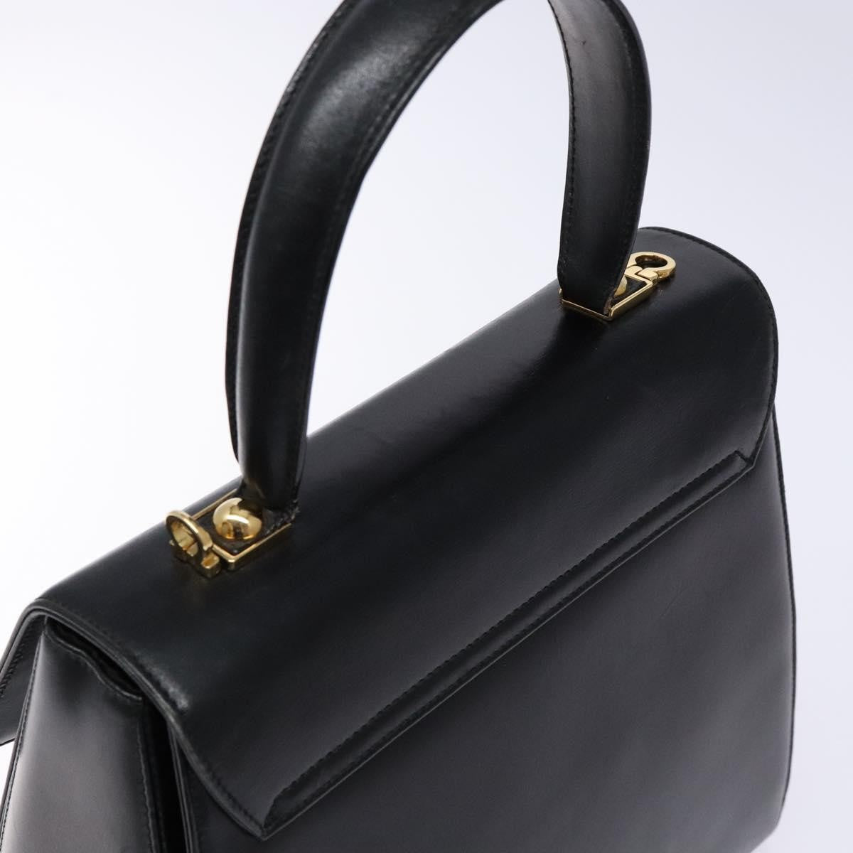 Salvatore Ferragamo Gancini Convertible Top Handle Leather Black Leather Handbag (Pre-Owned)