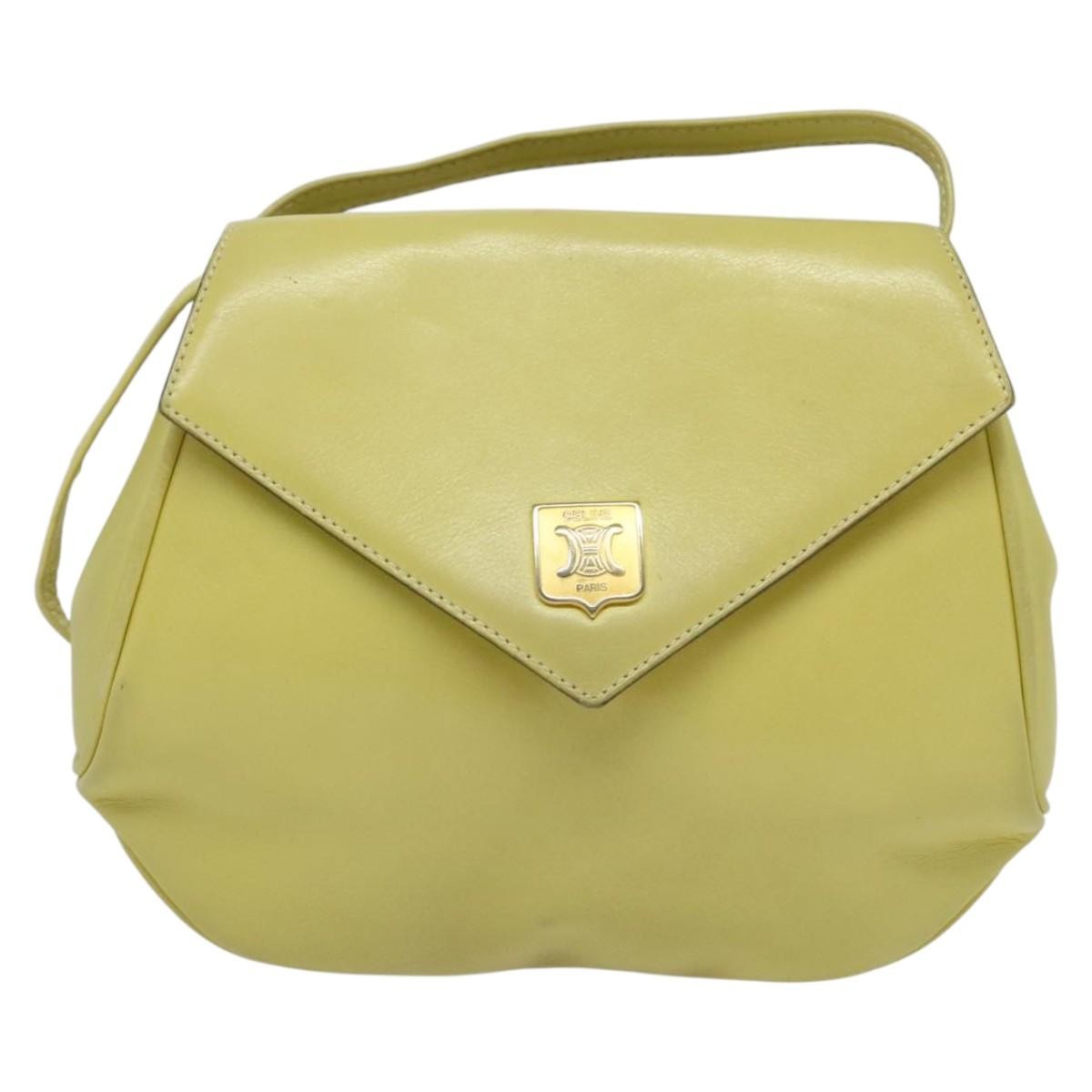 Celine Vintage Leather Yellow Leather Shoulder Bag Bag (Pre-Owned)