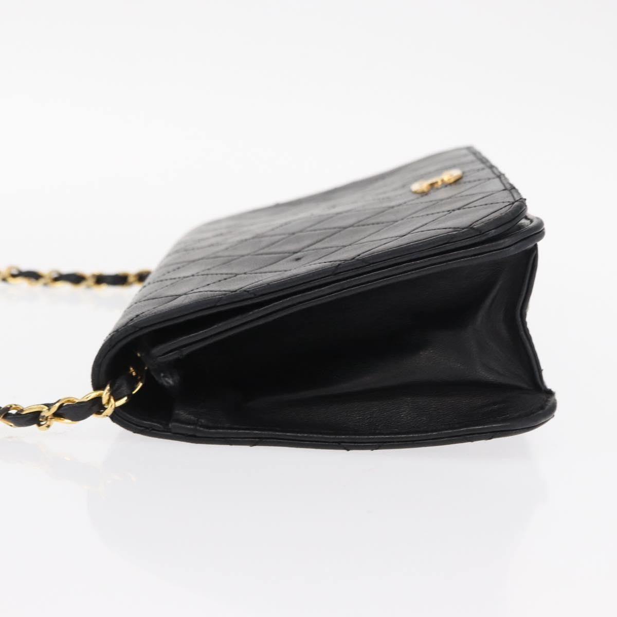 Chanel Vintage Full Flap Quilted Lambskin Black Leather Shoulder Bag Bag (Pre-Owned)