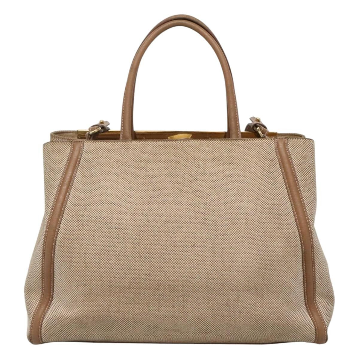 Fendi 2Jours Canvas Beige Canvas Tote Bag Bag (Pre-Owned)