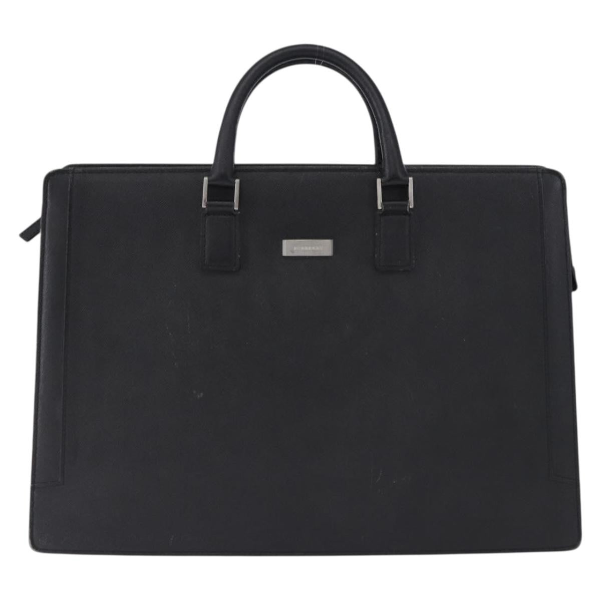 Burberry Business Black Leather Black Leather Briefcase Bag (Pre-Owned)