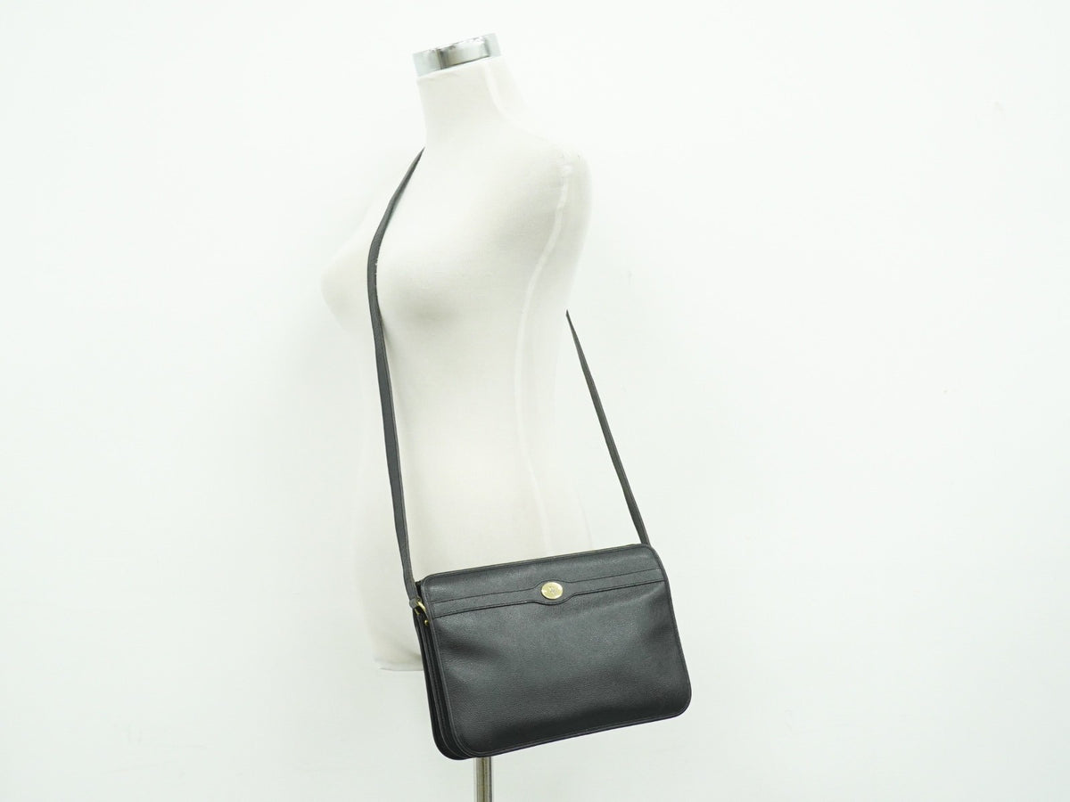 Christian Dior Shoulder Leather Black Leather Shoulder Bag Bag (Pre-Owned)