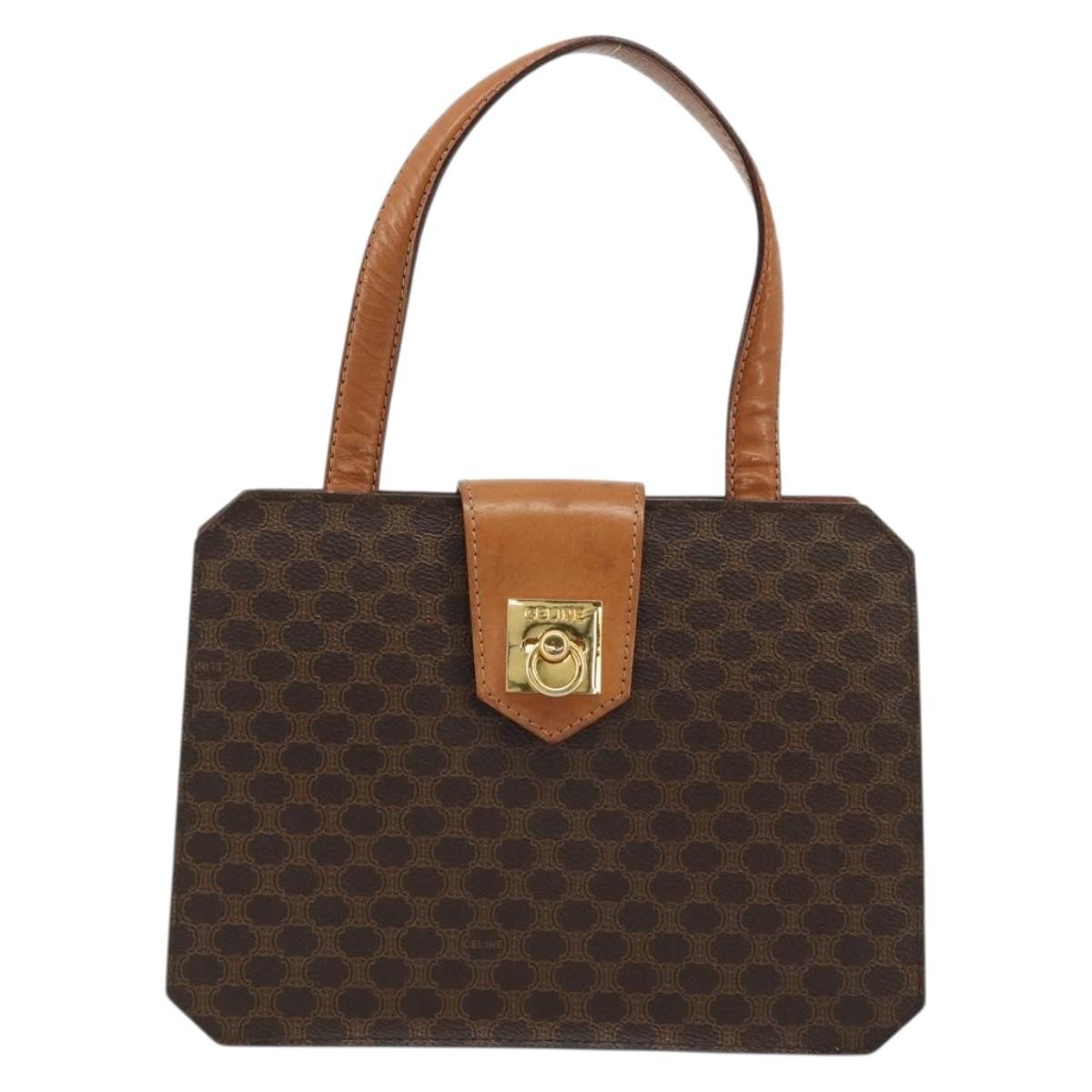 Celine Vintage Macadam Canvas Brown Canvas Handbag (Pre-Owned)