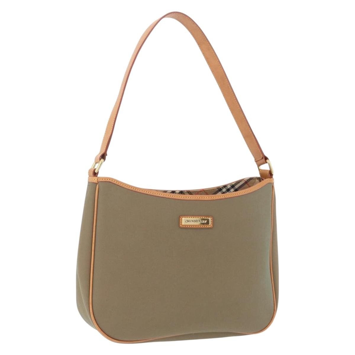 Burberry Shoulder Bag Nova Check Coated Canvas Khaki Canvas Shoulder Bag Bag (Pre-Owned)