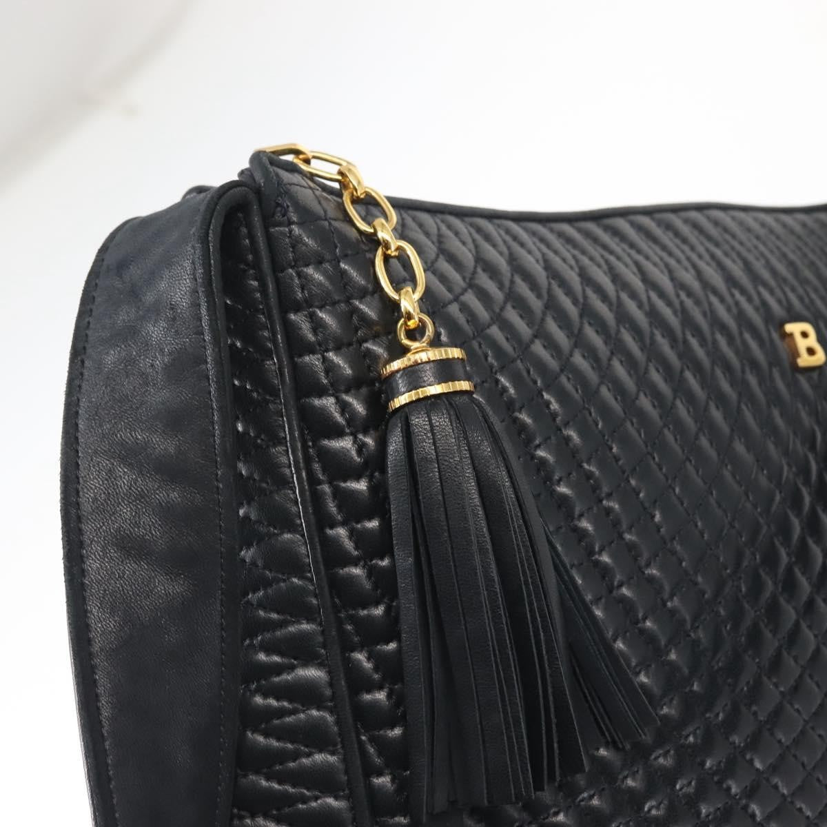 Bally Vintage Leather Navy Leather Shoulder Bag Bag (Pre-Owned)