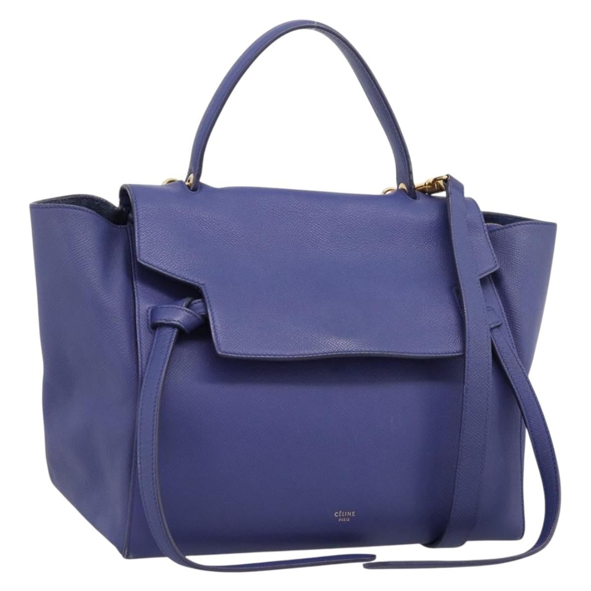Celine Belt Leather Blue Leather Handbag (Pre-Owned)