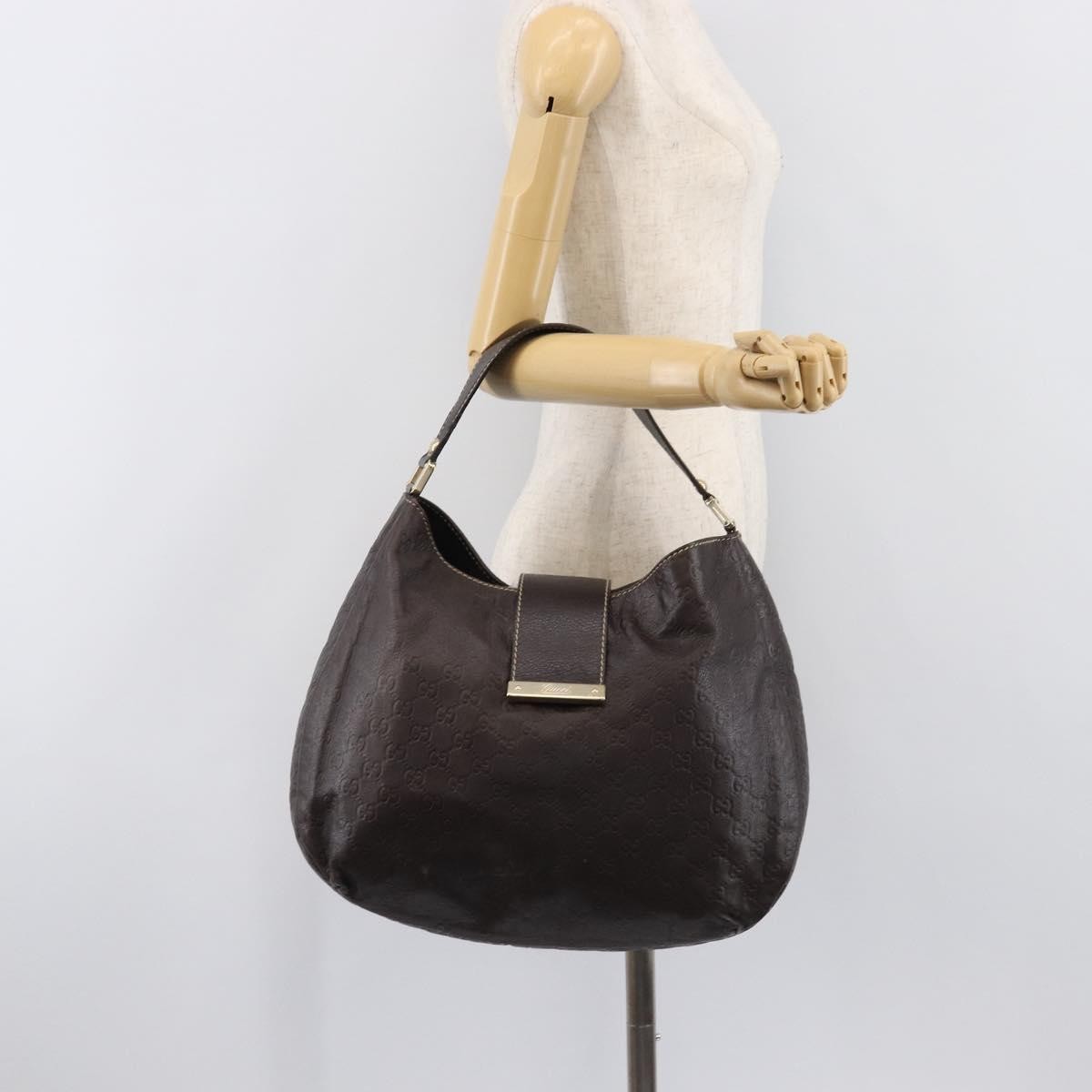 Gucci New Ladies Web Hobo Guccissima Leather Brown Leather Shoulder Bag Bag (Pre-Owned)