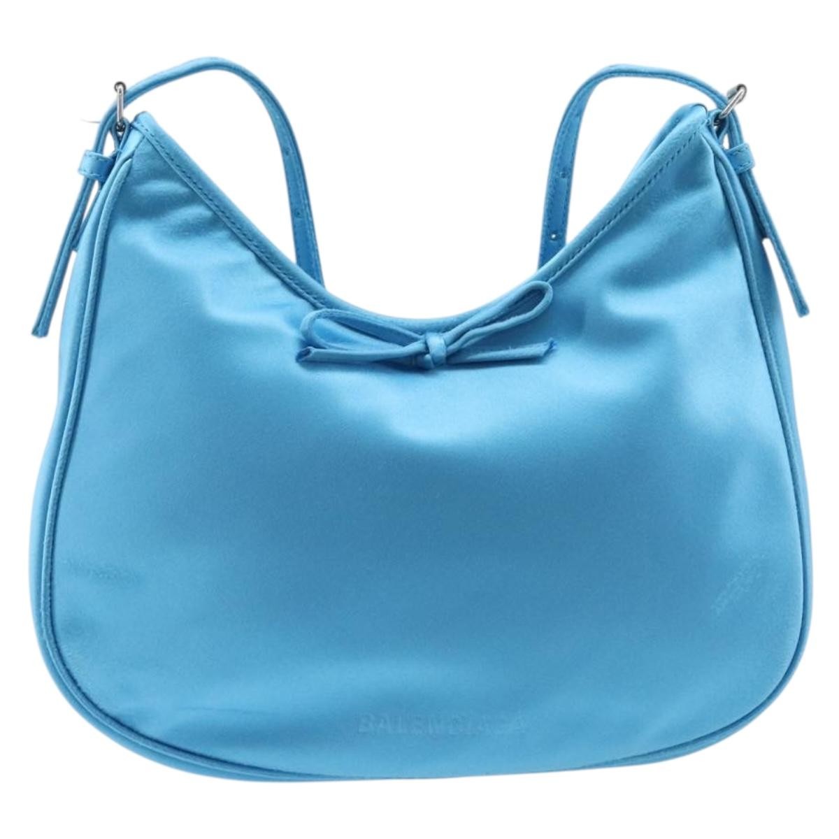 Balenciaga Leopolda Satin Blue Satin Shoulder Bag Bag (Pre-Owned)